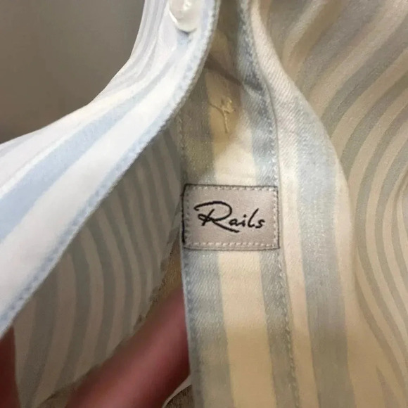 Rails sleeveless blue and white lyocell shirt dress size XS - Picture 6 of 11